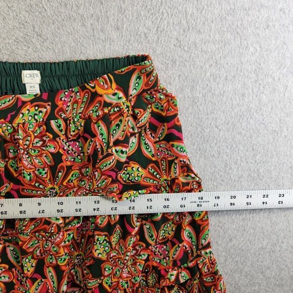 J Crew Skirt Womens Extra Small Floral Tiered Ruffle Lined Knee Length Chiffon - Picture 8 of 14